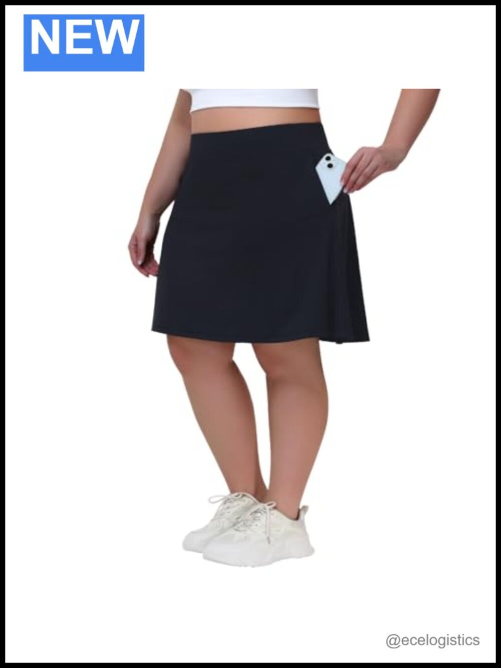 Women's Plus Size Active Skort with Pockets, 21" Knee Length Athletic Tennis